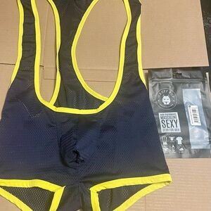 Men's Black and Yellow Mesh Singlet